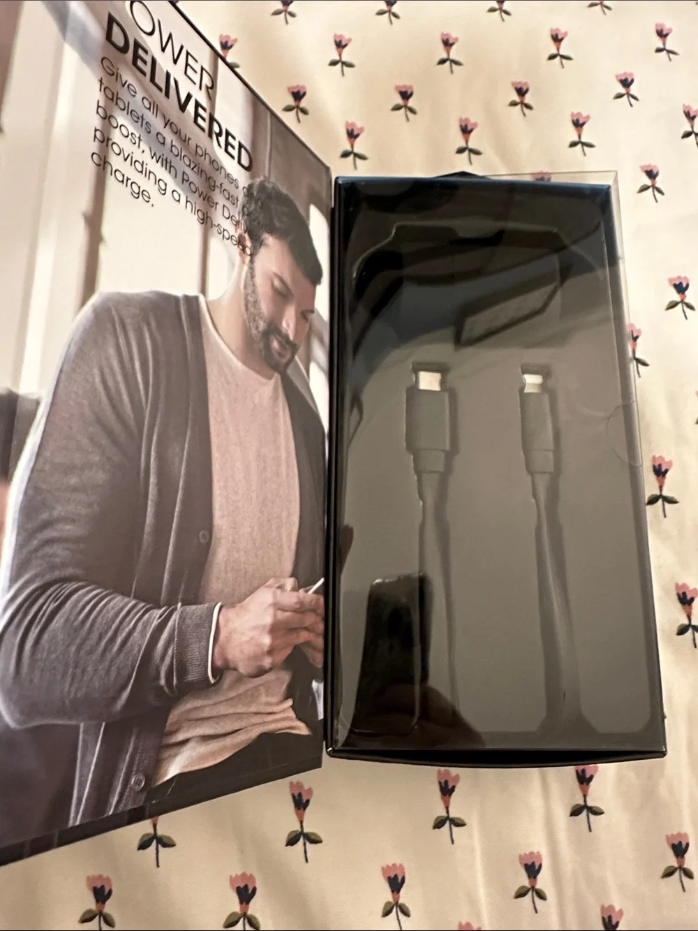 Brookstone Black Flat USB-C to Lightning Cable with PD Wall Charger Pack